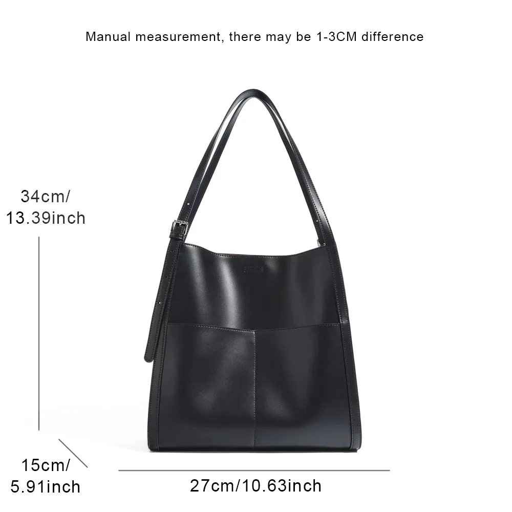 2025 new genuine leather women's bag spliced ​​multi-pocket large-capacity tote bag handbag shoulder bag armpit bag high-quality