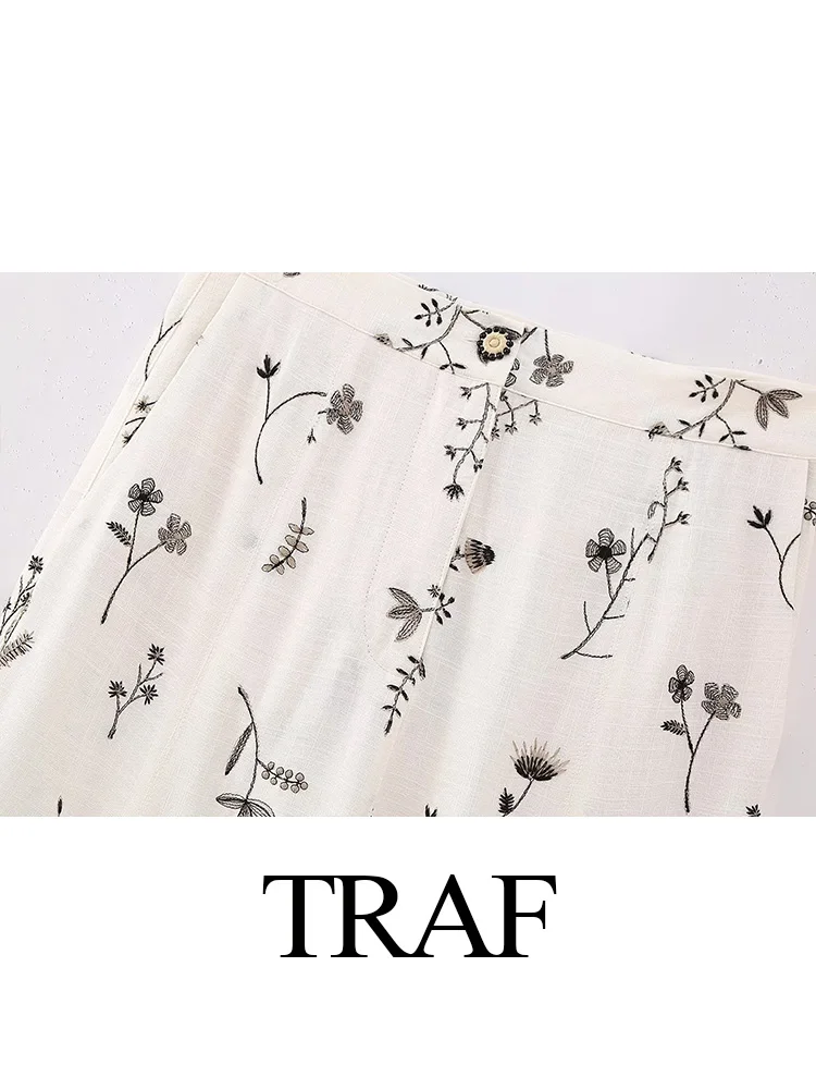 TRAF-trajes de falda de verano para mujer, Chaleco corto sin mangas con espalda descubierta y cordón, falda acampanada, dos piezas