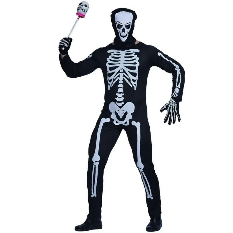 Adult Skeleton Halloween Costume Scary Skull Cosplay Outfits Carnival Easter Purim Fancy Dress&J1