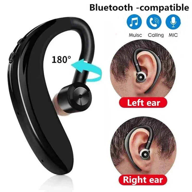 S109 Wireless Bluetooth 5.0 Universal Hook Earphones Sports Business Single Ear Headset Handsfree headphones With Mic