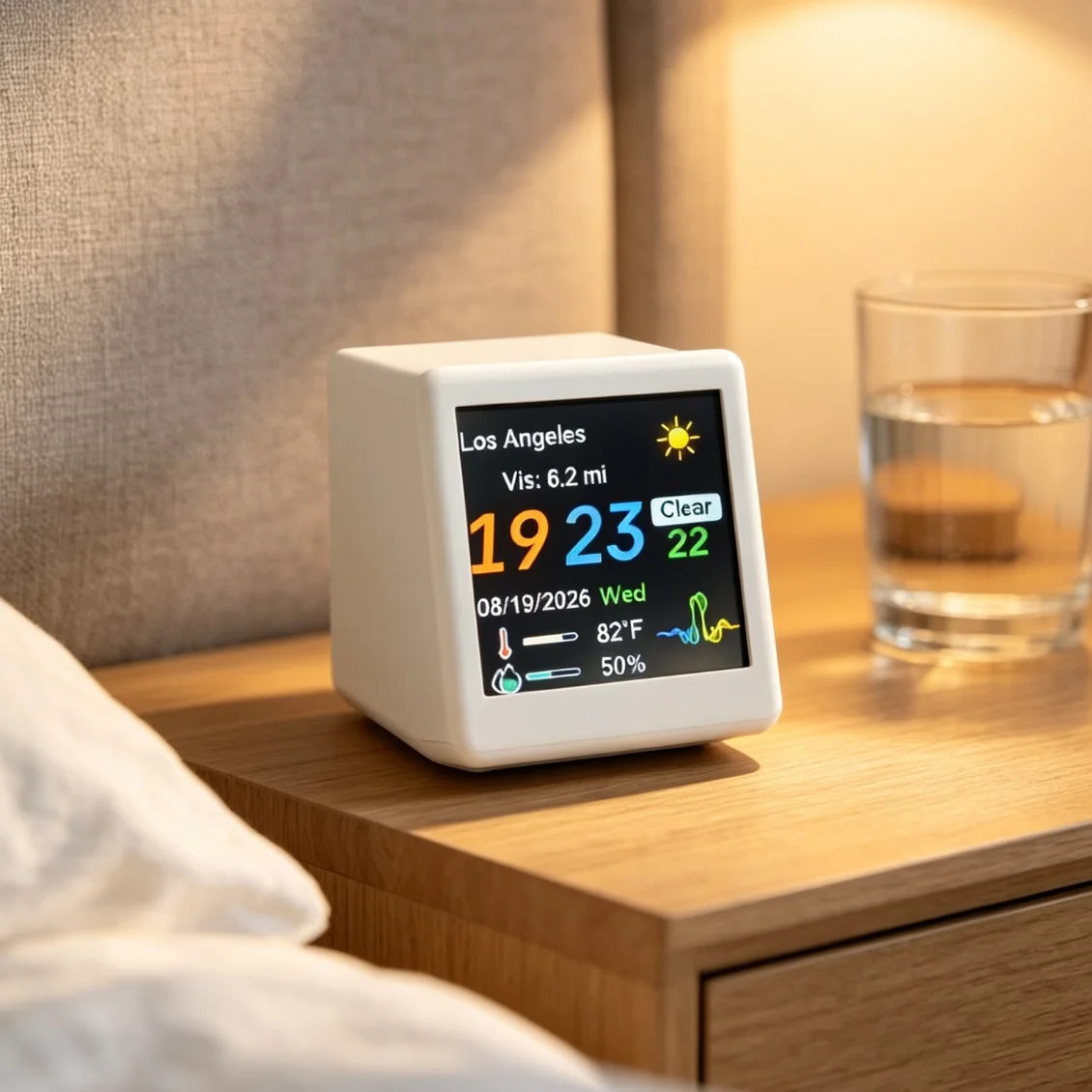 Smart Wifi Weather Station Display Weather Temperature Humidity Time  Clock Desktop Decoration