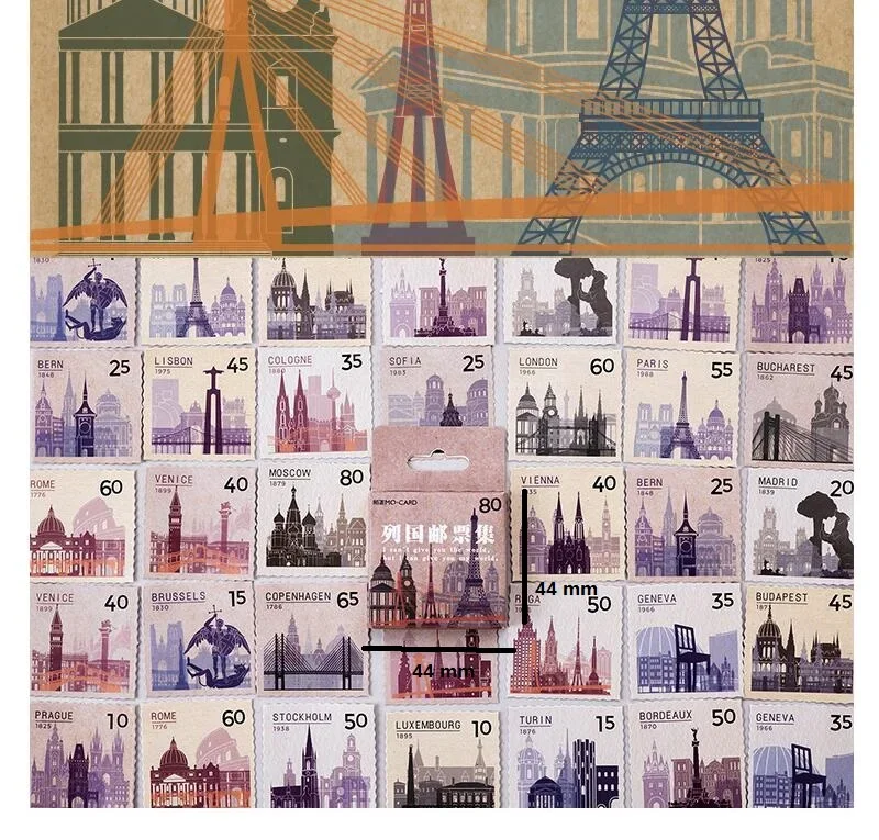 46 шт., наклейки в стиле ретро