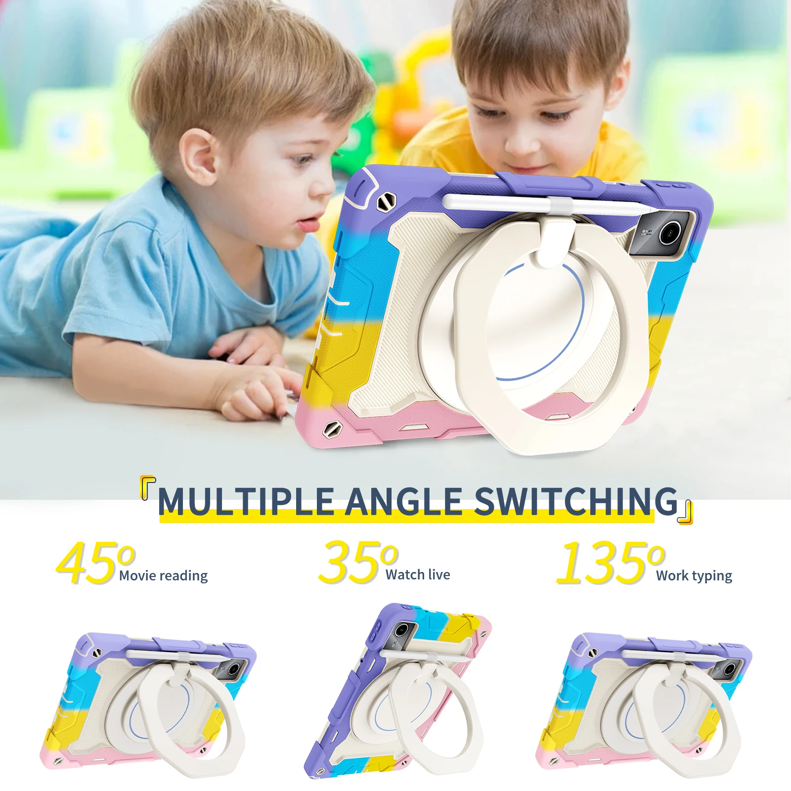 Armor Stand Case For Lenovo Xiaoxin Pad 2024 Tab M11 TB-330FU TB-331FC 360 Rotating  Cover With Handle Grip 3-Layers Protection