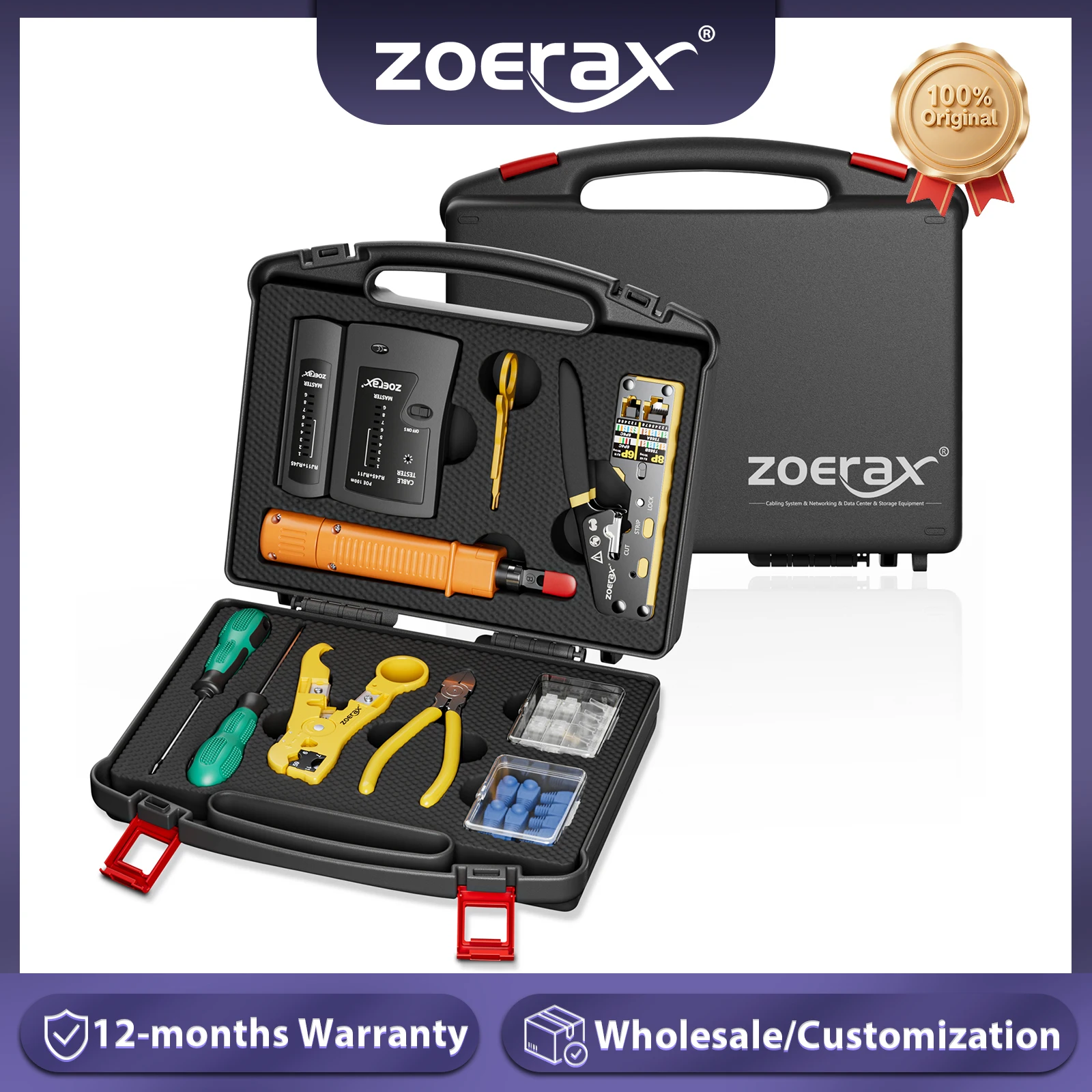 

ZoeRax RJ45 CAT6 Набор инструментов для обжима Набор сетевых инструментов Проходной щипцы RJ45 Обжимной инструмент Тестер кабеля Инструмент для зачистки проводов