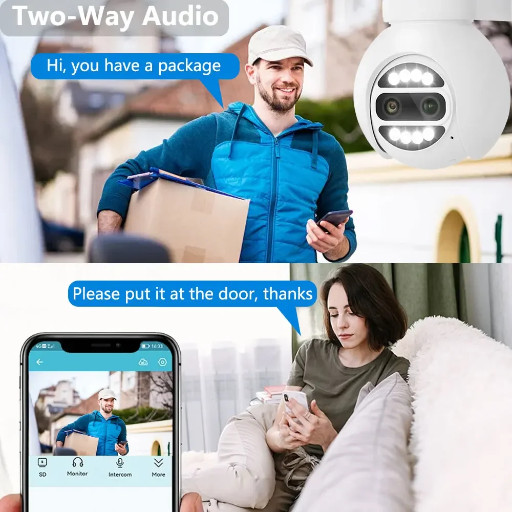 10CH 4K 8MP PTZ Security POE IP Camera System Outdoor AI Human Detection Two Way Audio Video Surveillance Kit PoE NVR Set XMEye