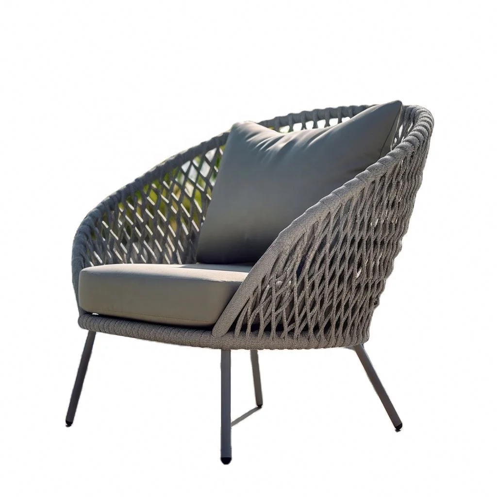 

New arrival contemporary patio furniture waterproof outdoor courtyard rope weaving aluminum garden dining chair