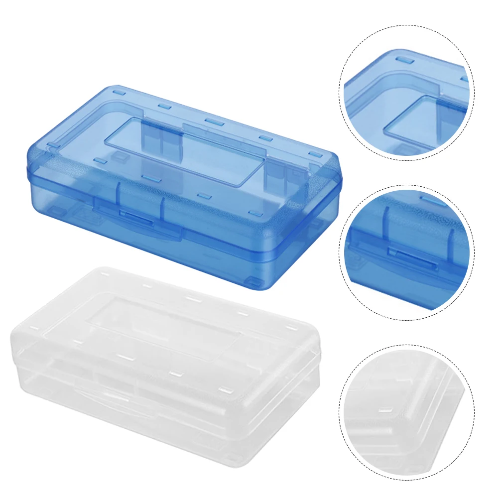 

2Pcs Pencil Case Plastic Stationery Design Multi-Functional Storage for School Office Supplies Keys Jewelry