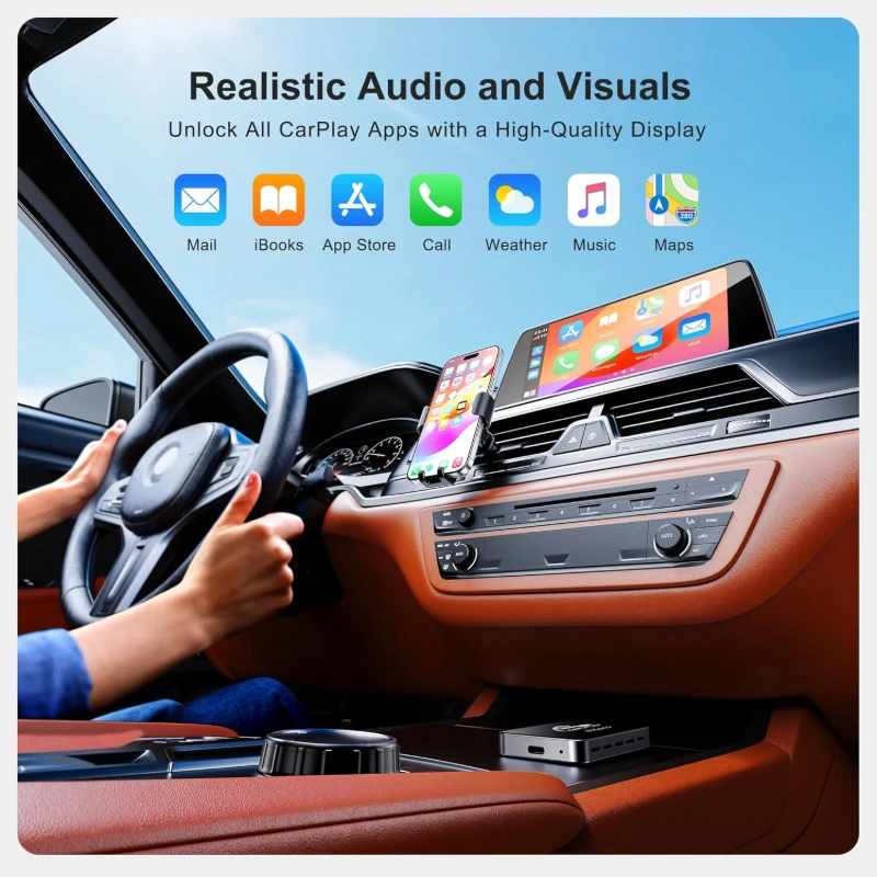 The 3-in-1 Magic Media Box supports streaming from Netflix and TikTok. It comes with a wireless CarPlay adapter and a USB port, and is compatible with vehicles equipped with factory-installed wired Apple CarPlay and Android Auto systems.