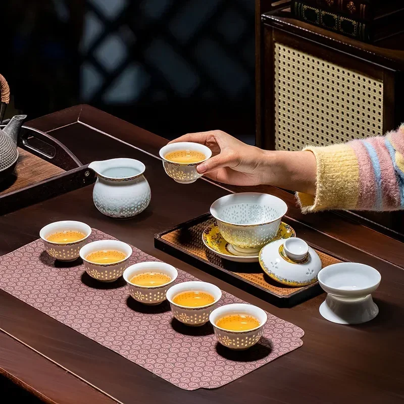 DSA  jingdezhen ceramic tea set exquisite porcelain covered bowl tea set suit