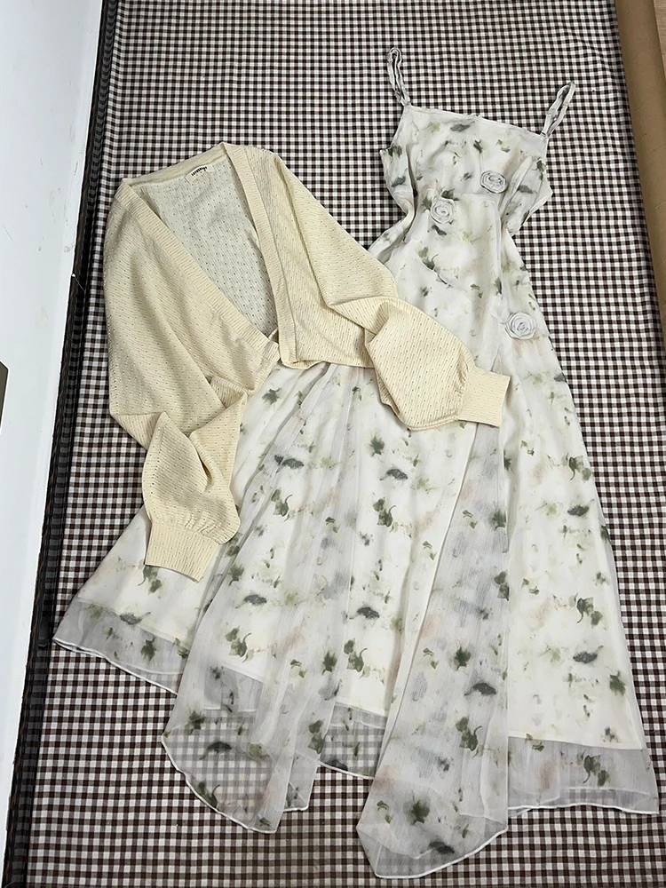 تنورة صيفية لطيفة مطبوعة بالورود من ter Dr للسيدات على الشاطئ Vaion Long Dr Ele بخصر عالٍ من ألياف البوليستر على شكل حرف A