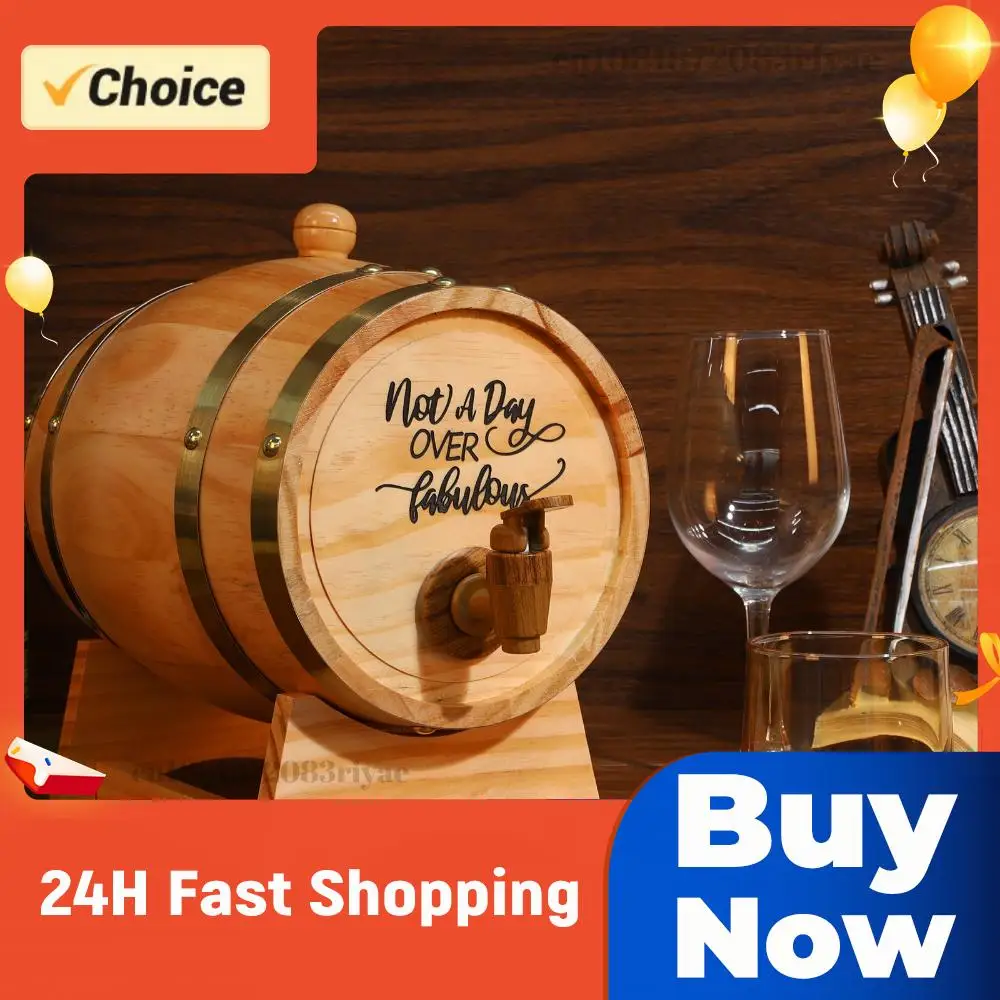 3L Engraved Whiskey Barrel with Stand Bung and Spigot Wine Barrel Bourbon Barrel for Cocktails Bourbon Rum Tequila Beer