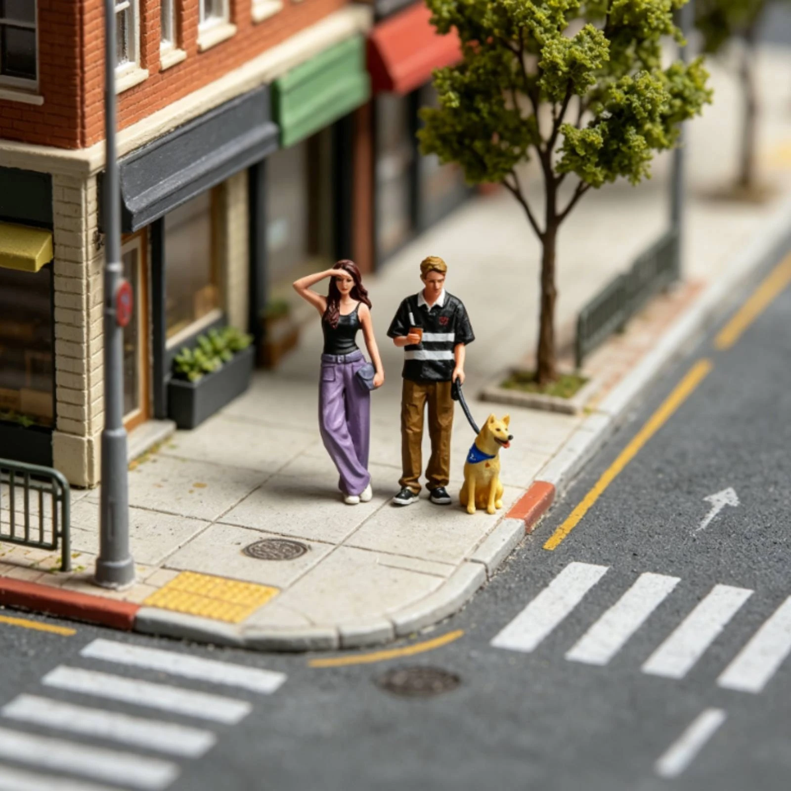 Miniature Scene Model Detailed Painted Figurine Scene Dog Stroller Figurine Set Small Accessories Pet Decor Clothing Folds