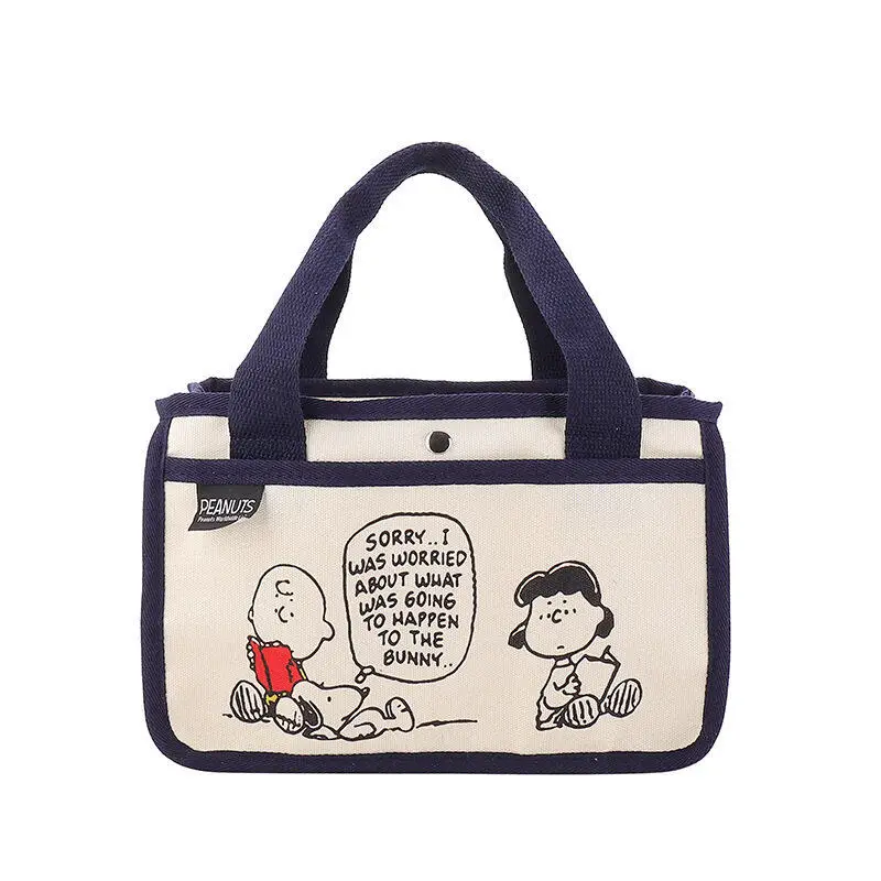Kawaii Snoopy Cartoon Canvas Handbag Multi Pocket Tote Bag Portable Mommy Bag Daily Travel Storage Hand Carry Shoulder Bag Gift