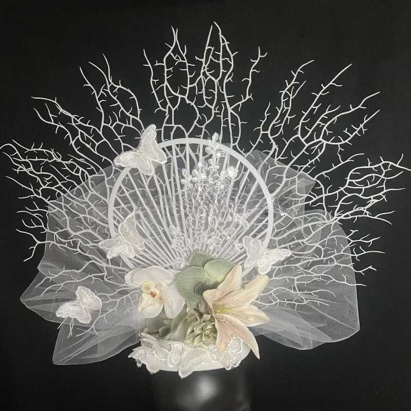 Lace Personalized Creative Headwear Female Photography Props Stage Models Fashion Shows Personalized Creative Headwear Female