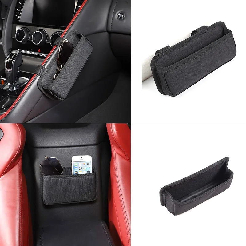 For Jaguar F-TYPE 2013-2024 Black Car Center Control Storage Bag Multifunctional Phone Storage Bag Car Interior Accessories