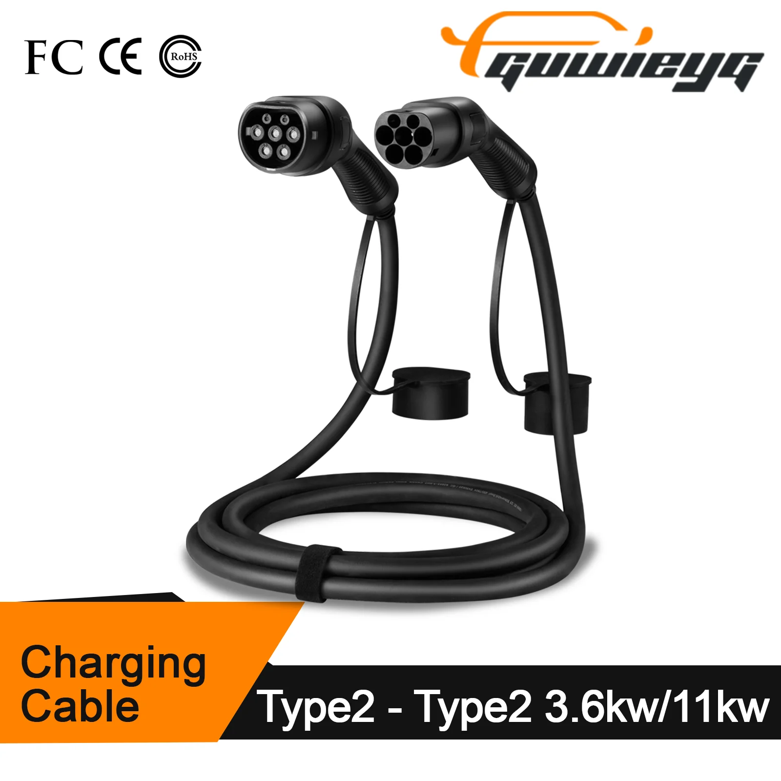 GUWIEYG EV Charging Cable Type2 16A 3 Phase Electric Vehicle Cord 4M Type 2 IEC 62196 EVSE Charging Station Female to Male Plug