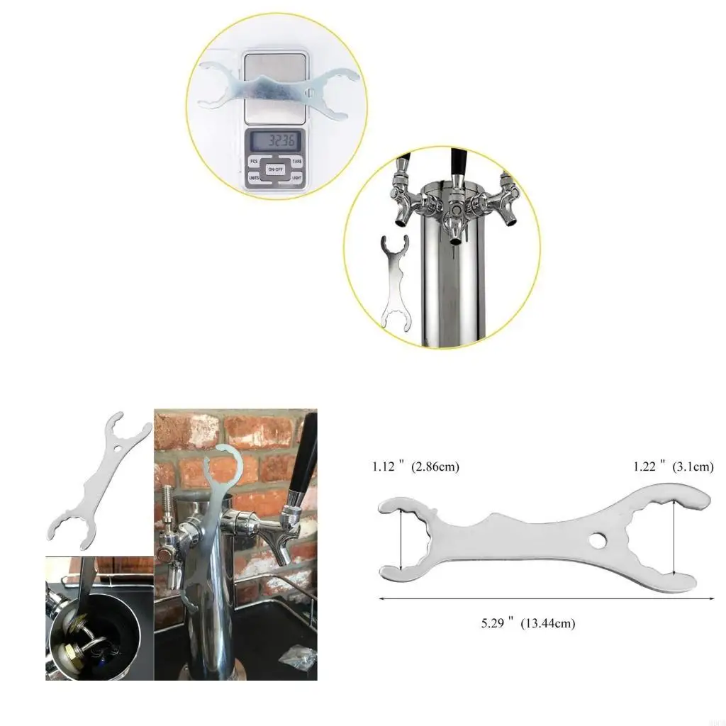 M6CB Stainless Steel Beer Faucet Wrench Multifunctional Spanner Tool for Draft Beer