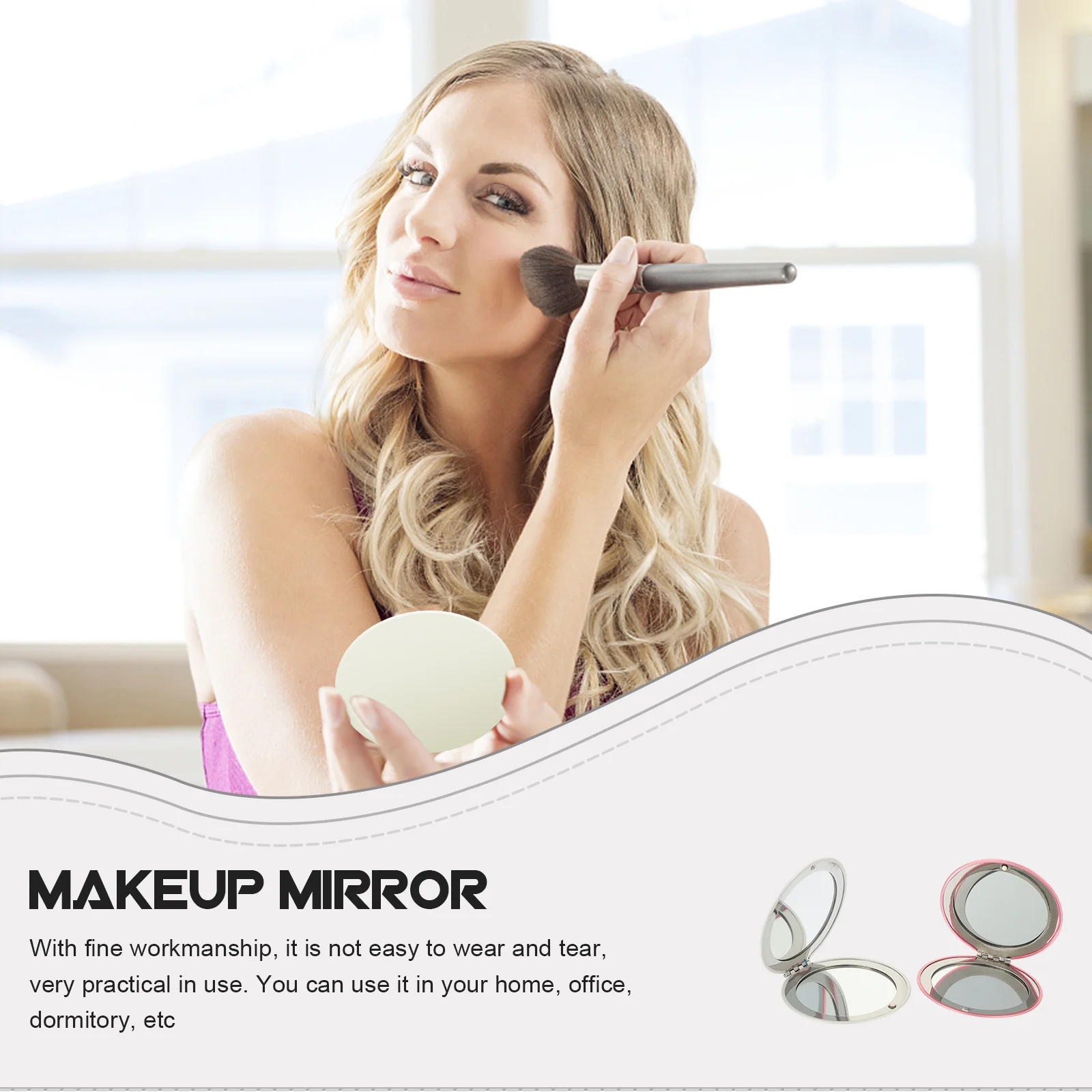 2 個ポータブル折りたたみ式コンパクト化粧鏡両面ミニトラベルポケットバニティミラー女の子用コンパクトミラー