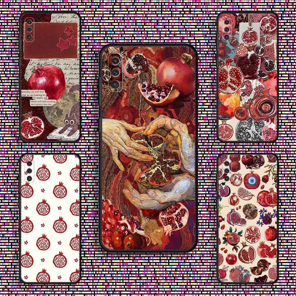 

Fruit Pomegranate Painting Phone Case For Samsung S 25,24,23,22,30,21,10,9,Ultra,Plus,Lite,FE,4,5 G Black Soft Case