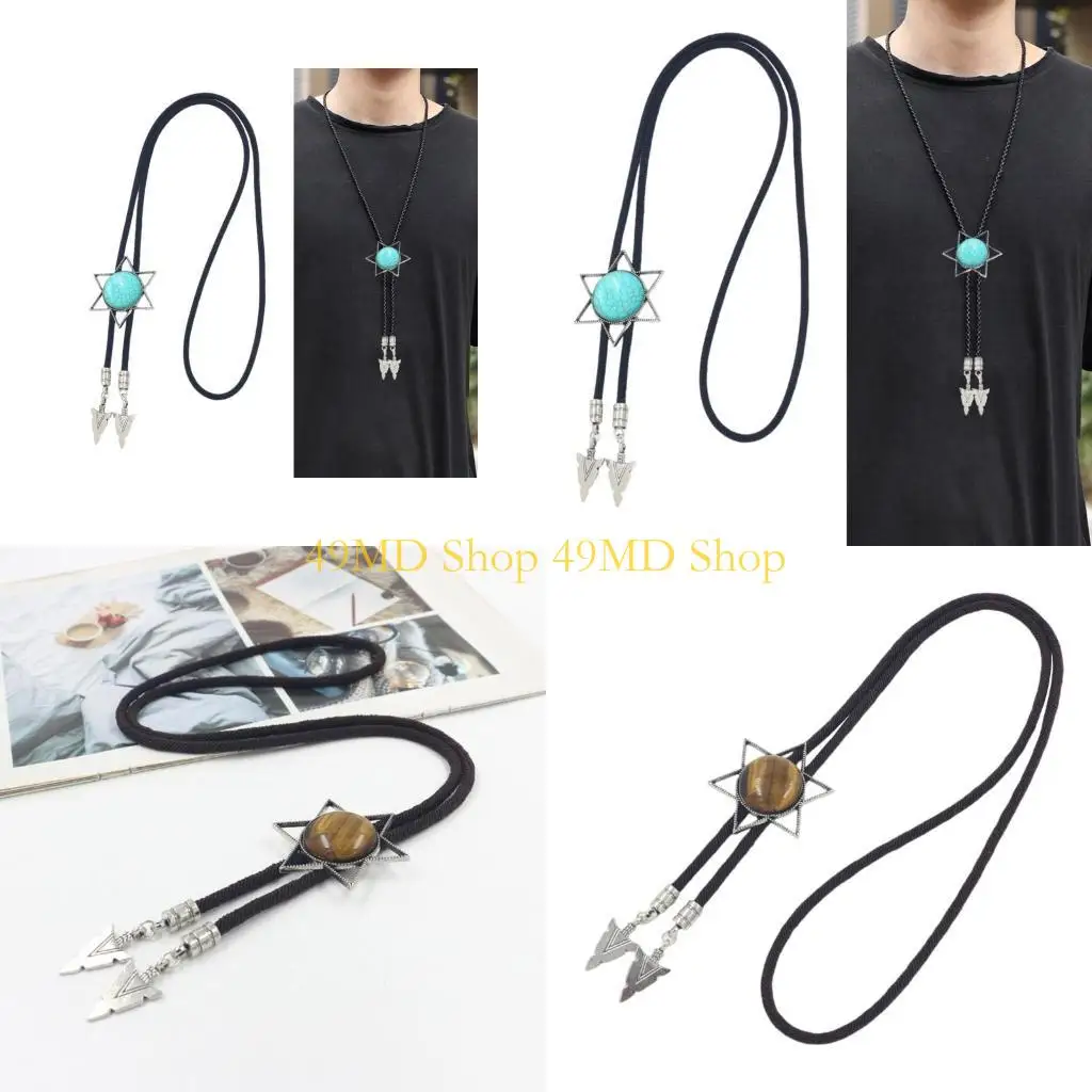 49md-パンク編組シューストリング-ネクタイ-ボロタイ-ウエスタン-カウボーイ-ネックレス-アクセサリー