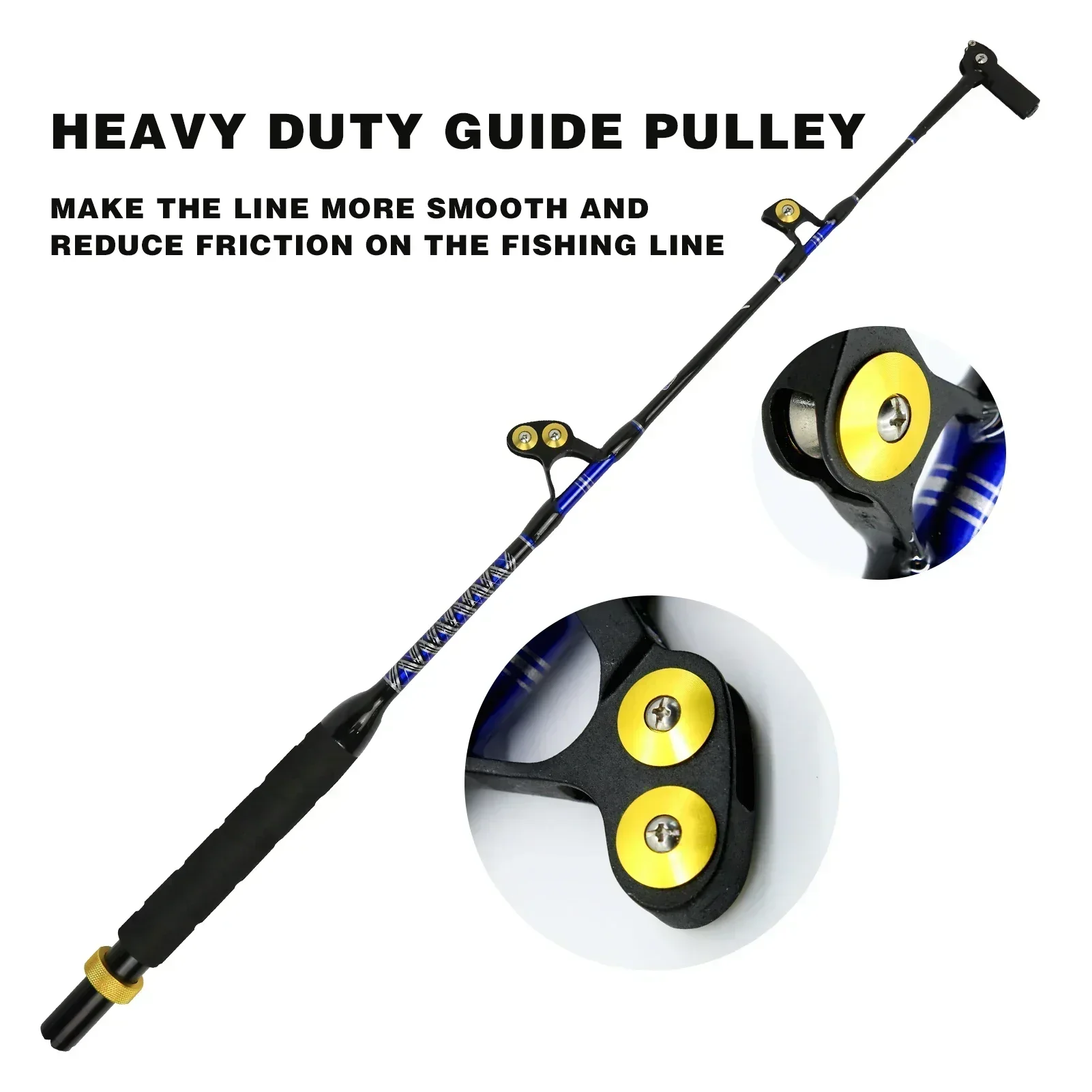 Topline Tackle Ocean Boat Trolling Fishing Rods Fiberglass Material Deep Sea Rod 100lbs 130lbs 2+1Roller Guide Big Game Rod