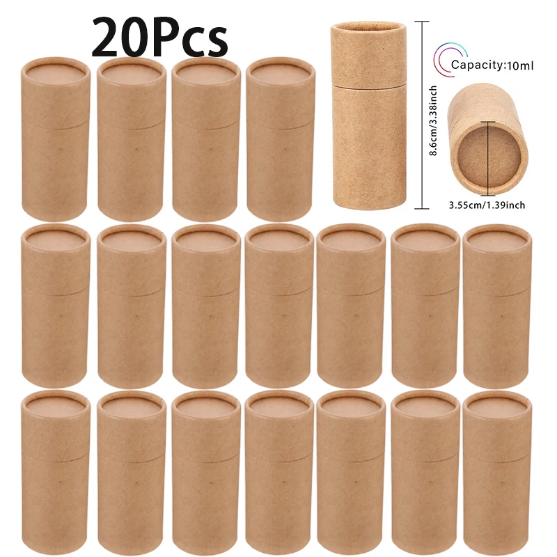 

20Pcs Kraft of Gloss Essential Cosmetic Pen Wrapping Caddy Jar Recyclable Containers Tubes Round Coffee Bottles Board 10ml