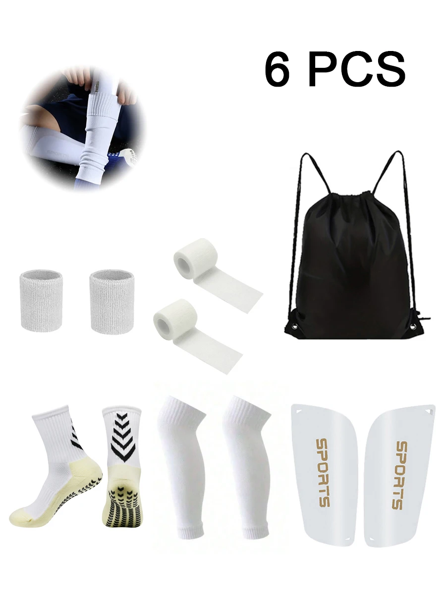 

1 комплект, мужские и женские футбольные носки, спортивные на открытом воздухе, клейкая повязка, эластичный чехол для носков, сумка для мяча на шнурке, защита для ног, защита на запястье