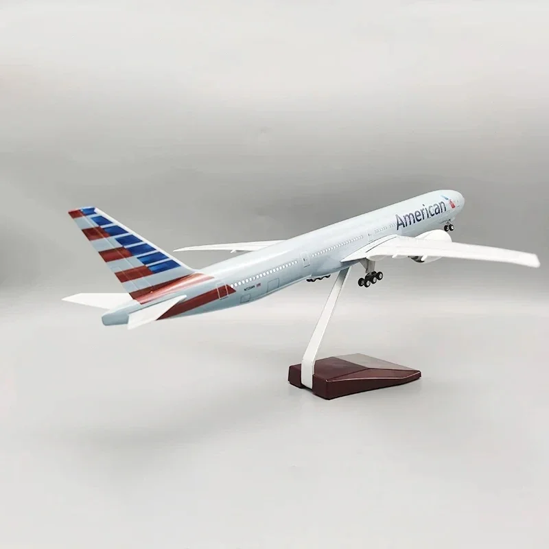 47cm 1:157 Scale Plane B777 American Air Airlines Collectible Aircraft Resin Miniature Airplane with Light and Wheel Aviation