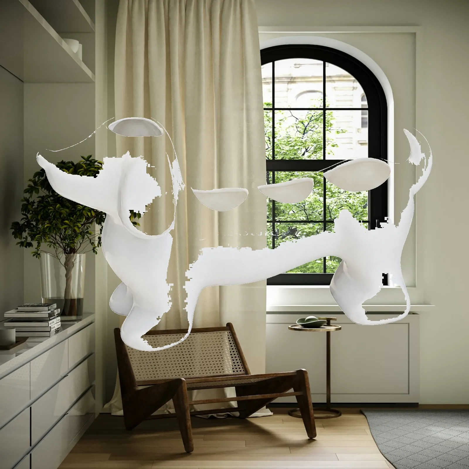 Ceramic Dachshund Toothbrush Holder Rack Countertop Washroom Organizer for Bathroom Vanity Decor