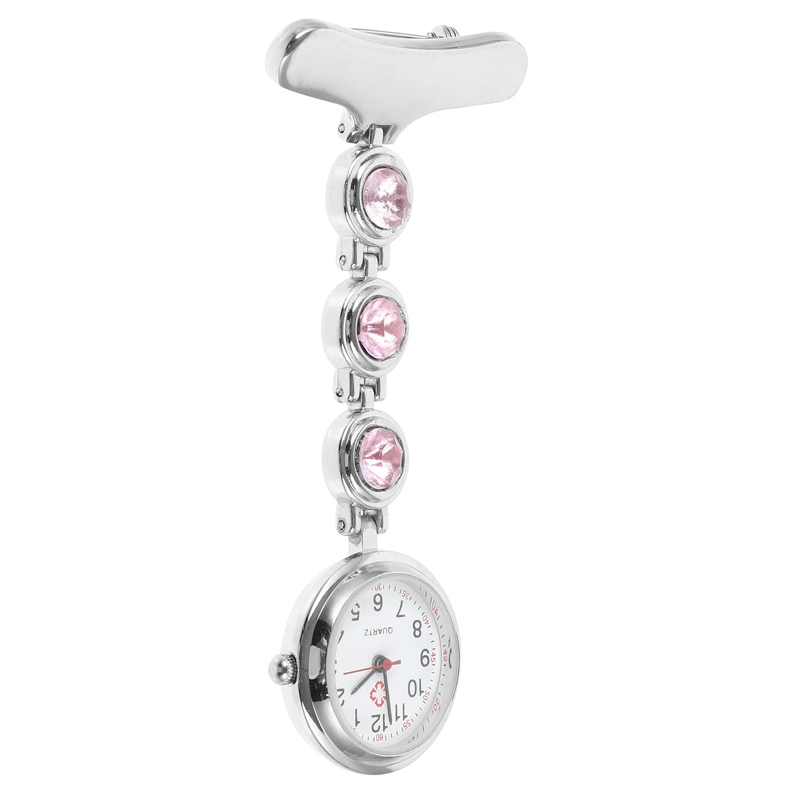 Rhinestone Inlay Student Watch Nurse Fob Pendant Lapel Clip On Timepiece For Medical Exam Gift Alloy Hanging Watch
