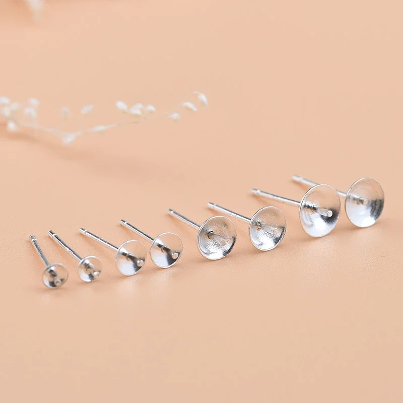 5 pairs of 925 sterling silver semi-finished tray earrings DIY making materials for jewelry accessories for women