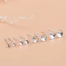 5 pairs of 925 sterling silver semi-finished tray earrings DIY making materials for jewelry accessories for women