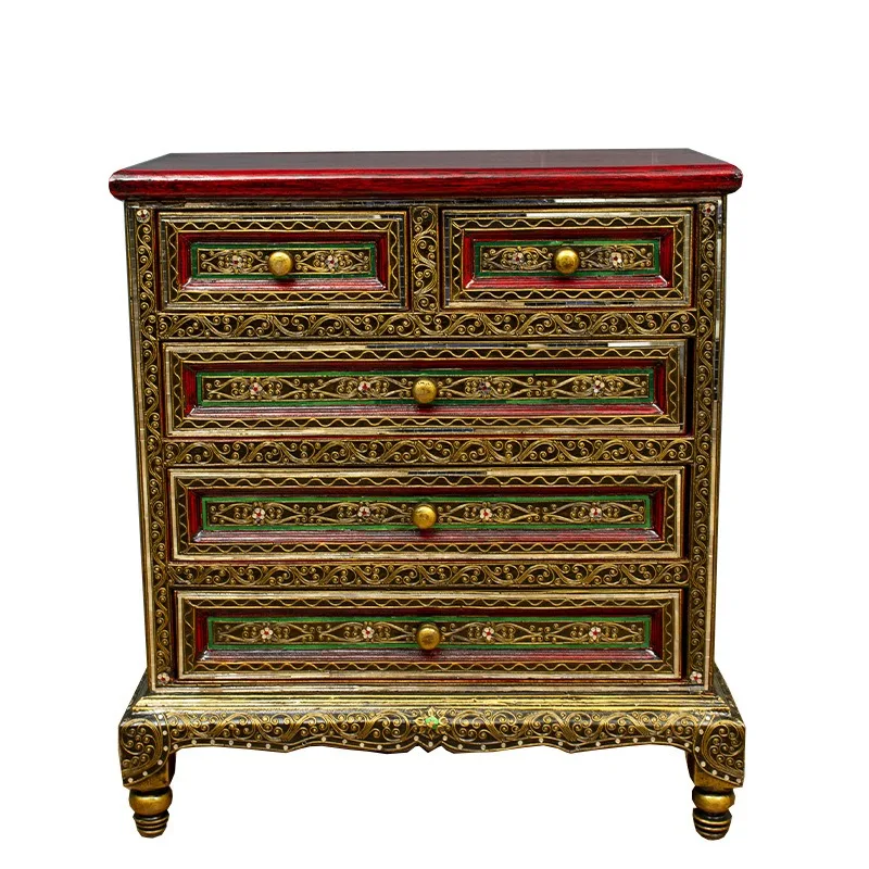 Solid wood chest complete household bedroom retro storage storage side cabinet