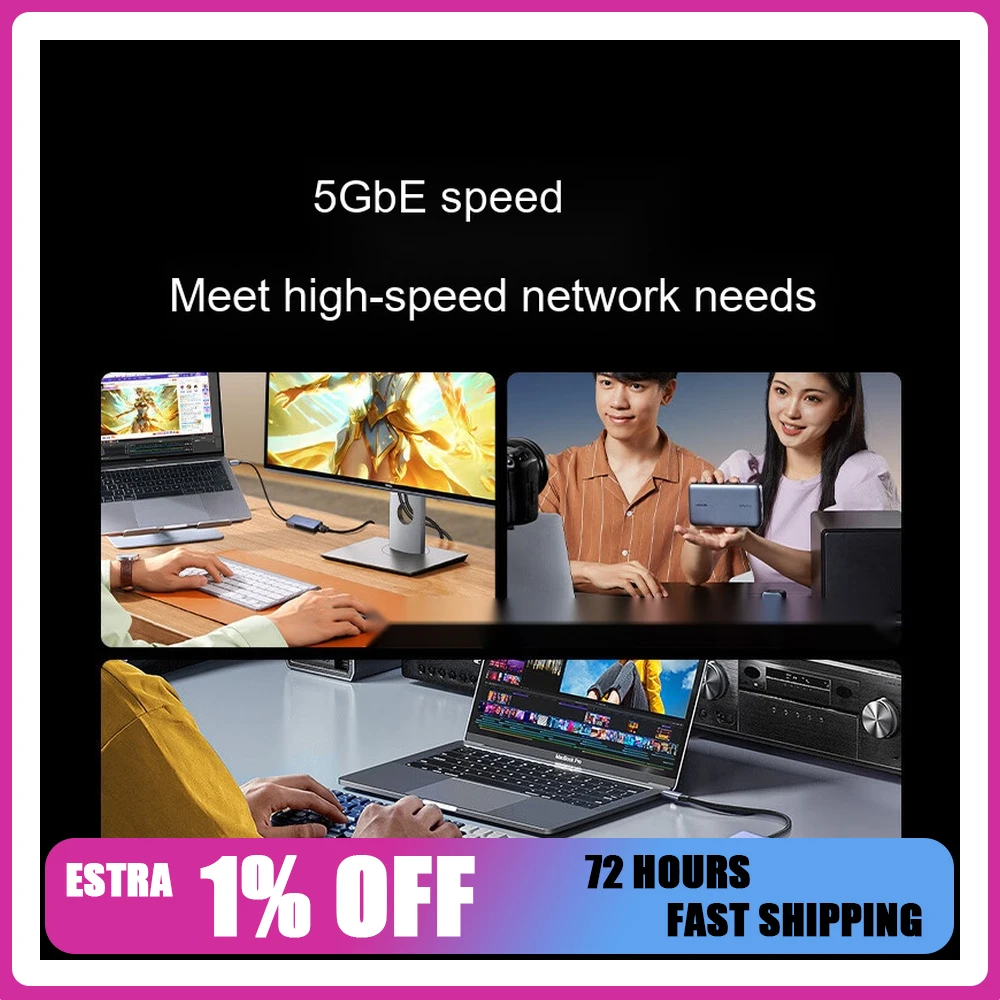 UGREEN 35920 CM848 USB to 5Gbps Ethernet Adapter 5G RJ45 Network Card 1000M 2500M 5000M for Laptop PC Desktop Server.