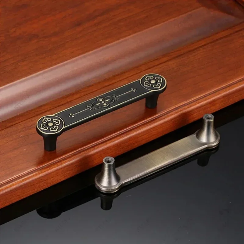 New Chinese Style Antique Handle Vintage Pattern Drawer Cabinet Antique Bronze Chinese Windbreaker Cabinet Door Handle