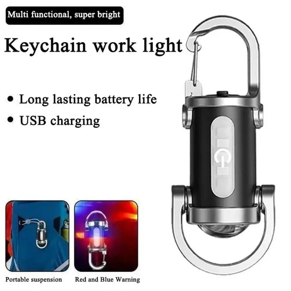 

COB LED LED Keychain Flashlight Super Bright USB Rechargeable Portable Work Light Multifunctional with Hook Mini Flashlight