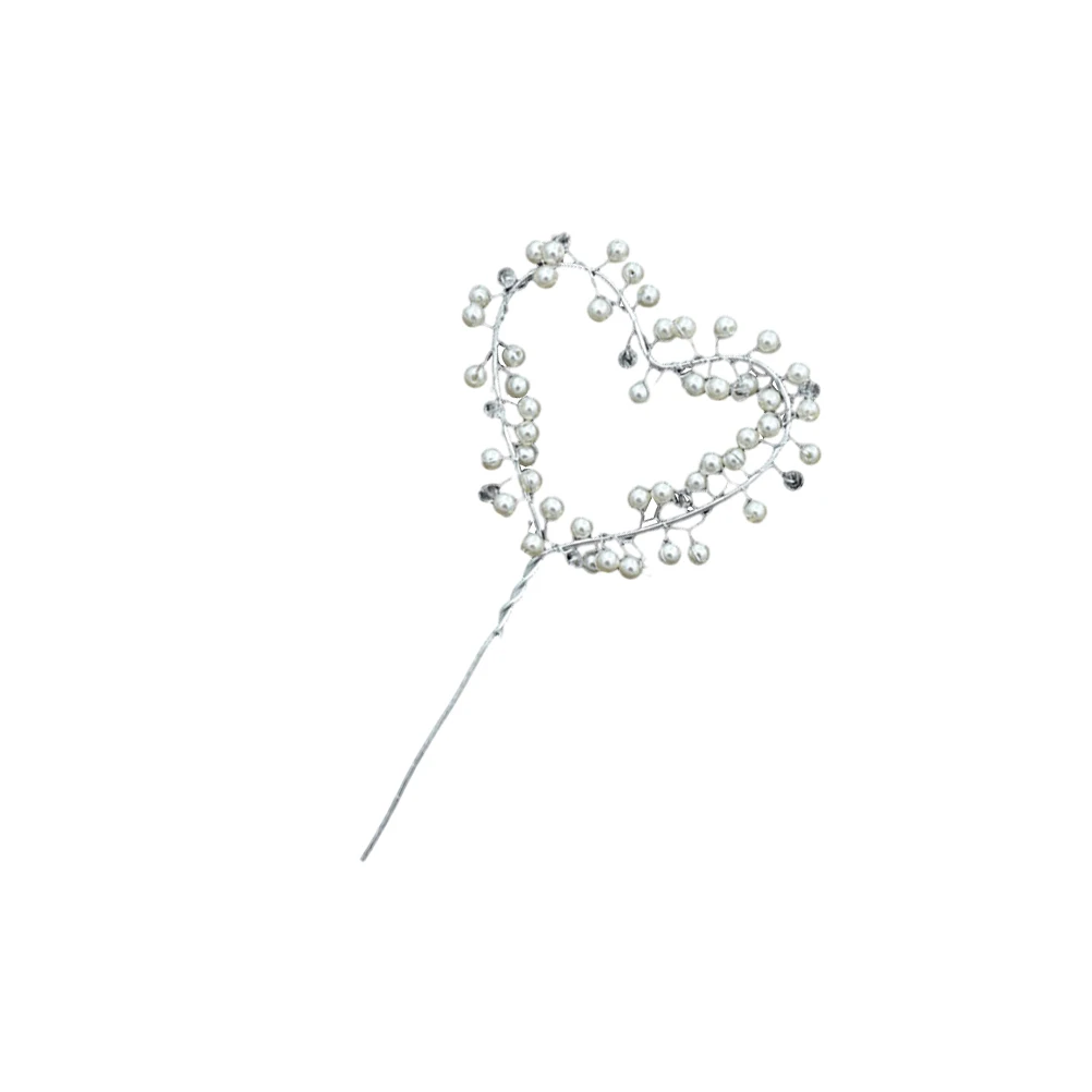 

Heart Shaped Topper for Wedding Bridal Shower Birthday Silver Wedding Cake Toppers Pearl Decor Premium Quality Safe
