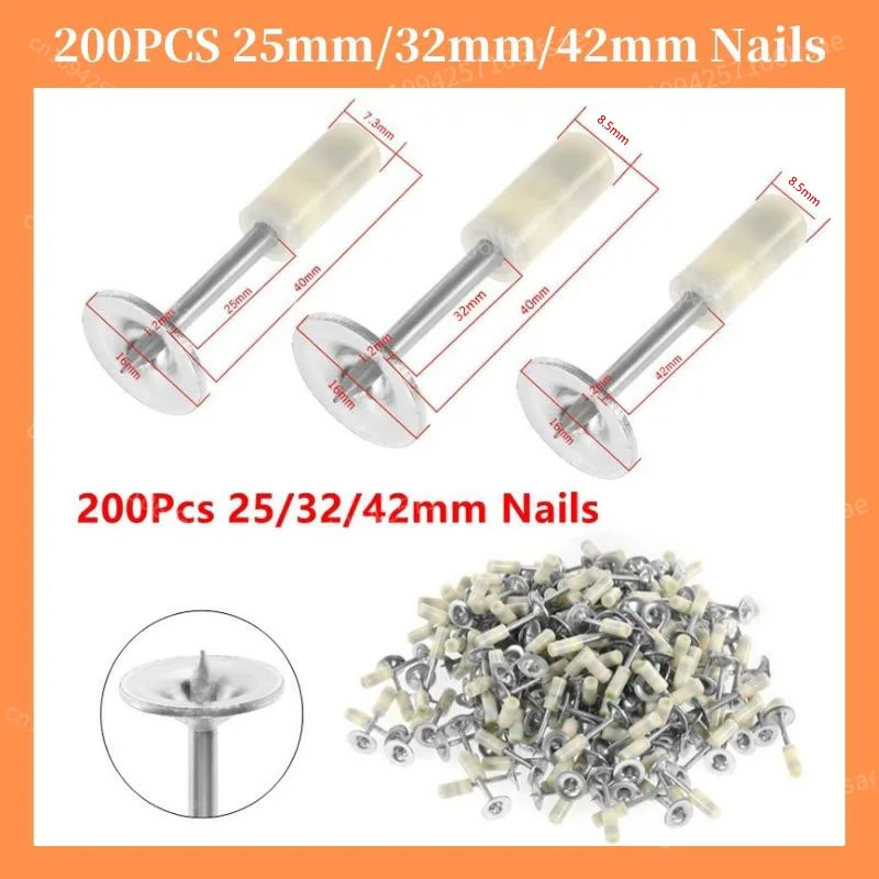 

200Pcs 25mm/32mm/42mm Round Nail Manual Fire Round Nail Fixed Peg Ceiling Artifact Diameter 7.3mm/8.5mm For Mini Ceiling