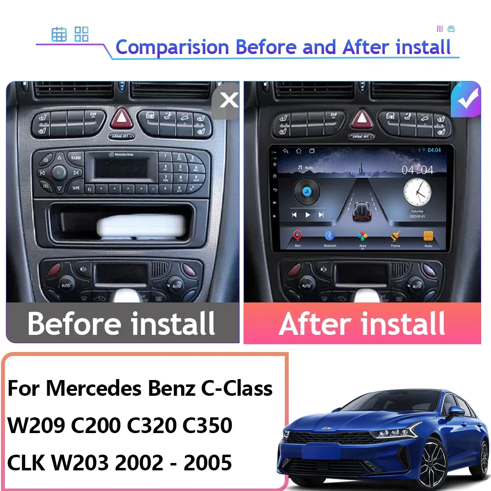 Car GPS Navigation For Mercedes Benz C-Class W209 C200 C320 C350 CLK W203 2002 - 2005 Android Auto Radio Multimedia Video Player