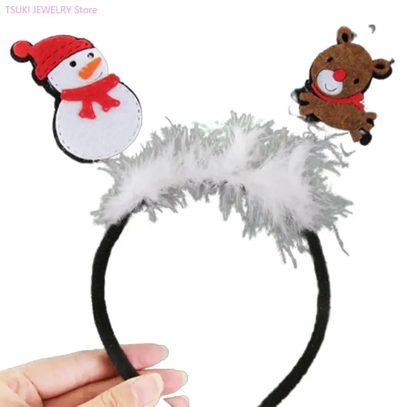 62KE Christmas Santa Elk Plastic Hair Hoop Women Makeup Headband for Festival Party Performance Hair Accessories