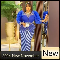 Sequin Plus Size African Party Dresses for Women Fashion Dashiki Ankara Wedding Evening Gown Elegant Christmas Muslim Maxi Dress