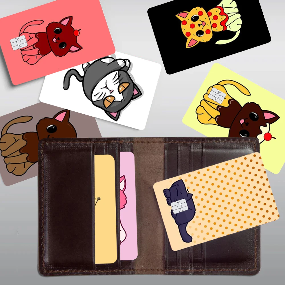 Lindo Kawaii arándano gato crédito piel cubierta tarjeta pegatinas 4 Uds película autobús paso decoración frontal banco