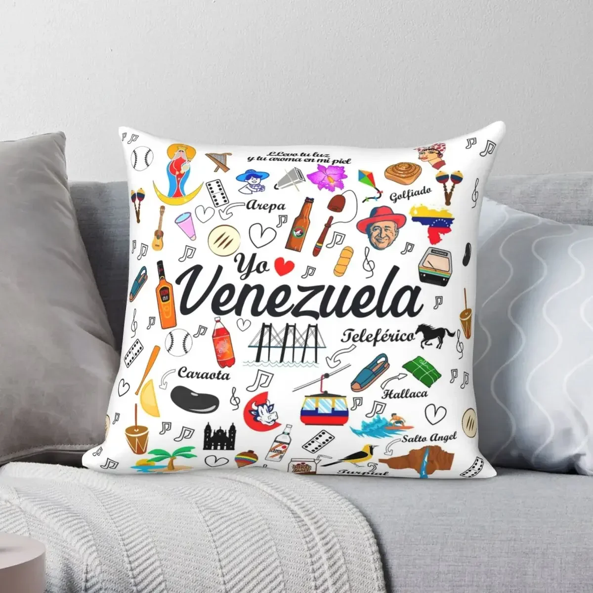 4 Pcs - 45CM - Venezuela Pride Square Pillowcase Two Side Printing Decorative Cushion Cover Home Floral Pillow Case For Car Sofa