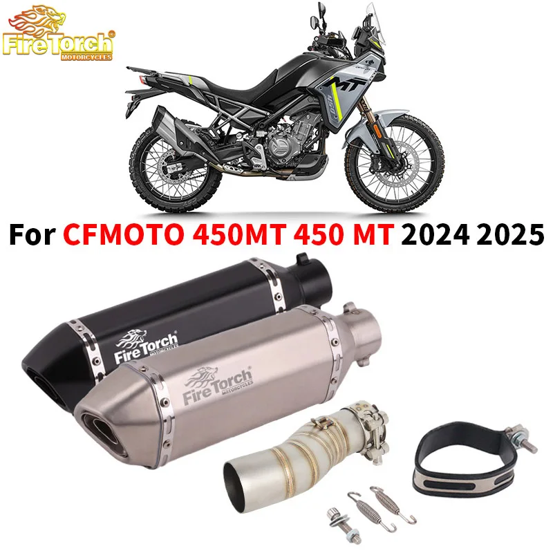 

Slip On Motorcycle Exhaust System 51mm Middle Link Pipe With Muffler Moto Removable DB Killer For CFMOTO 450MT 450 MT 2024 2025