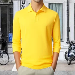 Fashion Cotton Polo Shirt Men Leisure Stand Collar Long Sleeve Mens V Neck Polo Shirts Big Size S-4XL Male T-shirt Top Clothes