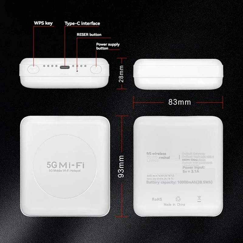 Top Deals 5G Wifi 6 Pocket Wifi Router With SIM Card Slot Wireless Mobile Hotspot Mifi Router Support 10 Users For Travel Office