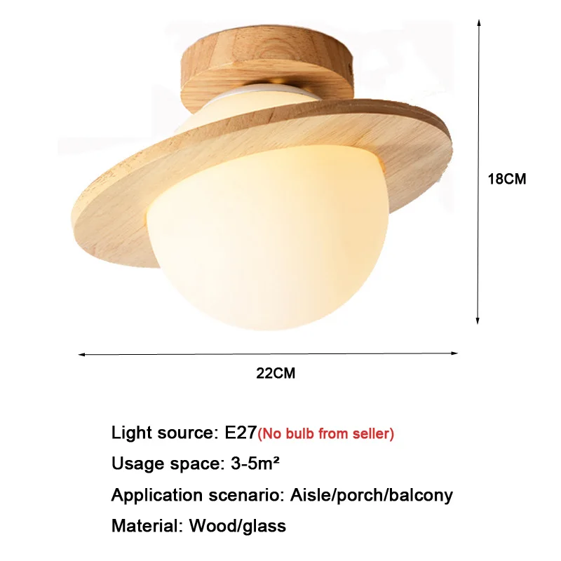 Modern Wooden LED Ceiling Lamp Pendant Light Fixture Energy-Efficient Hanging Chandelier for Corridor Balcony Bedroom Entrance