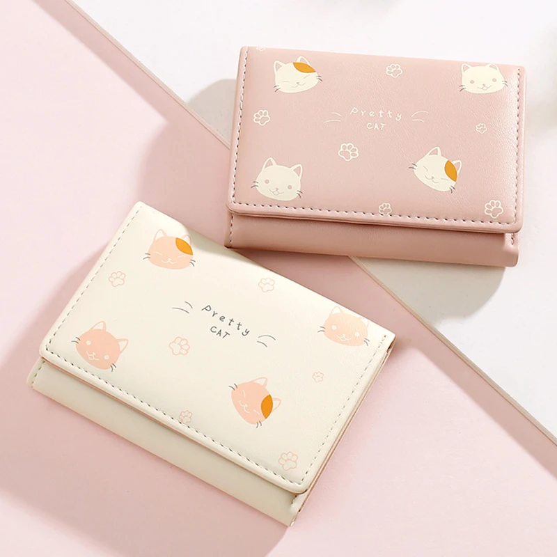 Fashion Cat Prints Pattern Small Wallets Women Soft Leather Card Holder Purses Female Wallets High Quality Ladies Purse Carteras