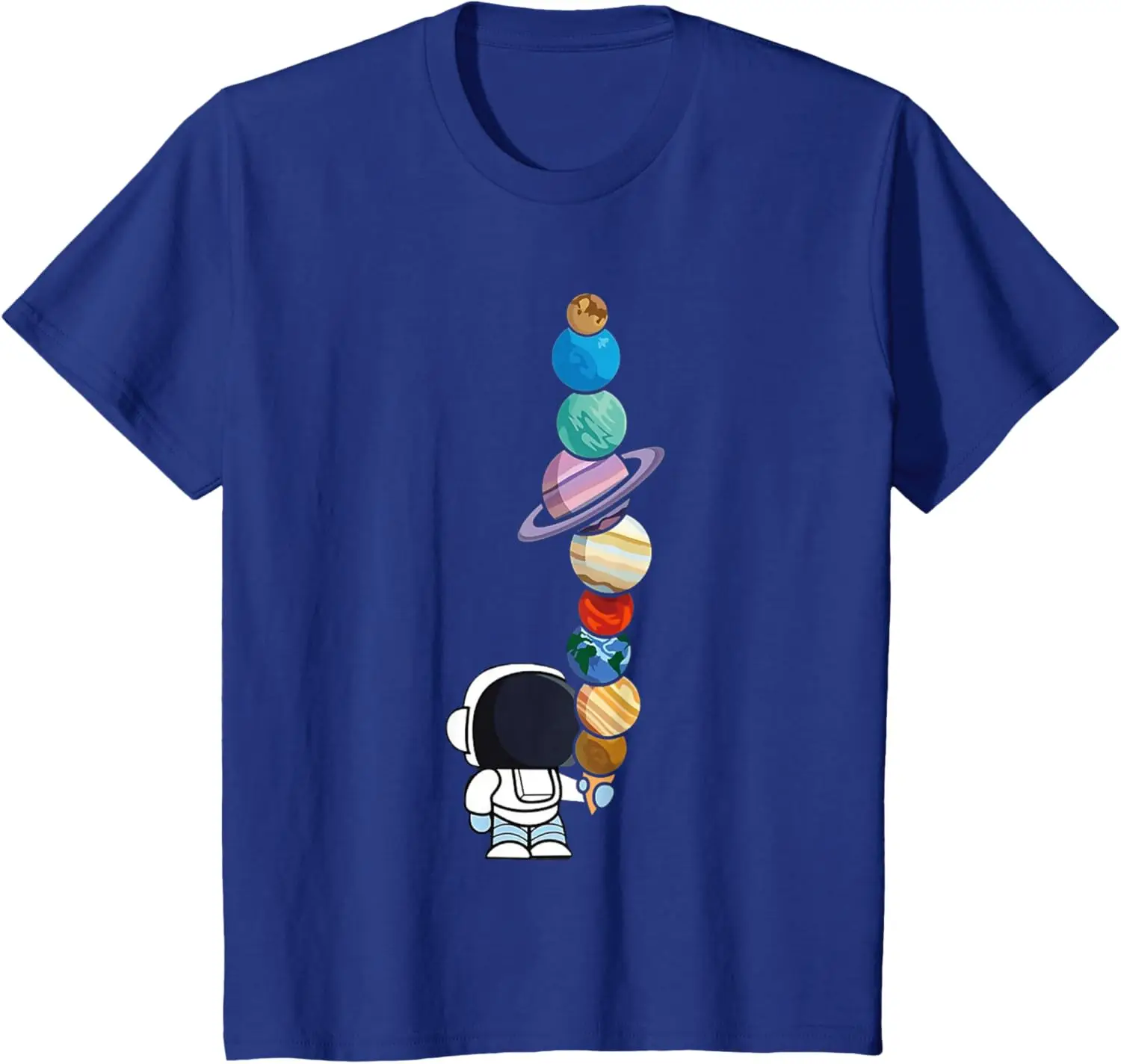 Camiseta para niños y niñas con diseño de astronauta sosteniendo un helado de planeta, ropa unisex para niños, camisas informales de algodón para niños, ropa de calle