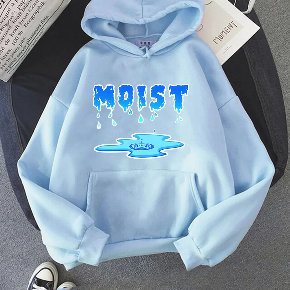 Fun MOIST Graphic Printed Hoodie Aesthetic Sweatshirts Long Sleeve Streetwear Female Male Clothes Fleece Casual Loose Pullover